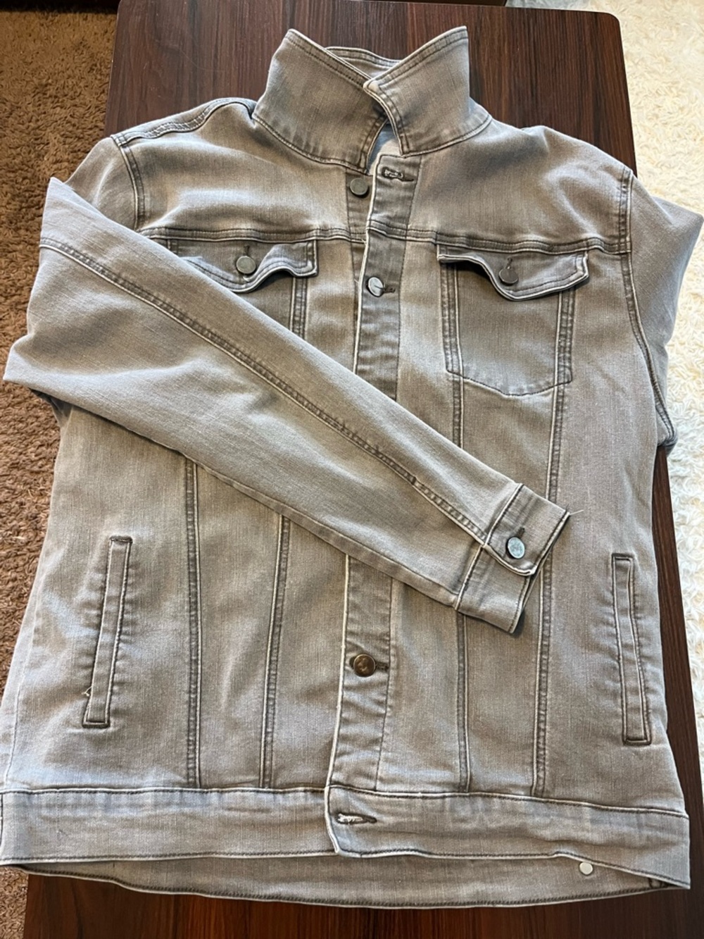 Men's Grey Denim Jacket - Classic Trucker Style